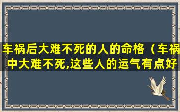 车祸后大难不死的人的命格（车祸中大难不死,这些人的运气有点好!）