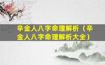 辛金人八字命理解析（辛金人八字命理解析大全）