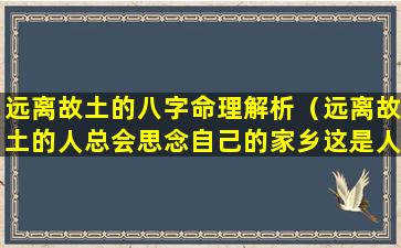 远离故土的八字命理解析（远离故土的人总会思念自己的家乡这是人世间美好的感情）