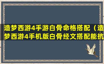 造梦西游4手游白骨命格搭配（造梦西游4手机版白骨经文搭配能抗打）