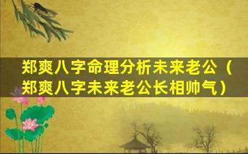 郑爽八字命理分析未来老公（郑爽八字未来老公长相帅气）