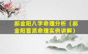 郝金阳八字命理分析（郝金阳盲派命理实例讲解）