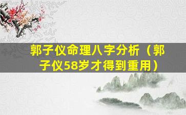 郭子仪命理八字分析（郭子仪58岁才得到重用）