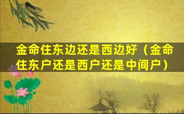 金命住东边还是西边好（金命住东户还是西户还是中间户）