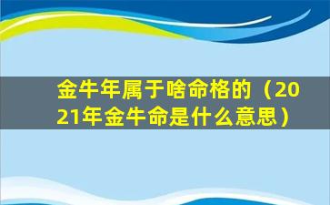 金牛年属于啥命格的（2021年金牛命是什么意思）