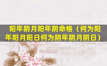 阳年阴月阳年阴命格（何为阳年阳月阳日何为阴年阴月阴日）