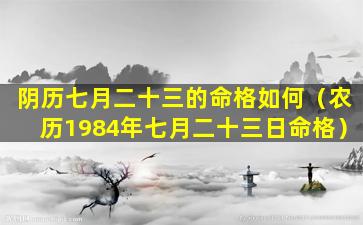 阴历七月二十三的命格如何（农历1984年七月二十三日命格）