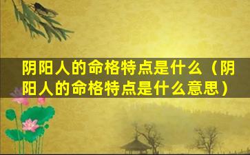 阴阳人的命格特点是什么（阴阳人的命格特点是什么意思）