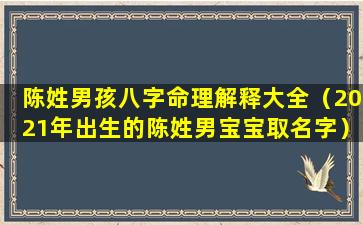 陈姓男孩八字命理解释大全（2021年出生的陈姓男宝宝取名字）