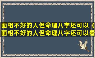 面相不好的人但命理八字还可以（面相不好的人但命理八字还可以看出来吗）