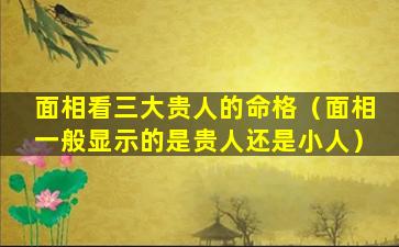 面相看三大贵人的命格（面相一般显示的是贵人还是小人）