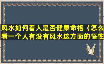 风水如何看人是否健康命格（怎么看一个人有没有风水这方面的悟性）